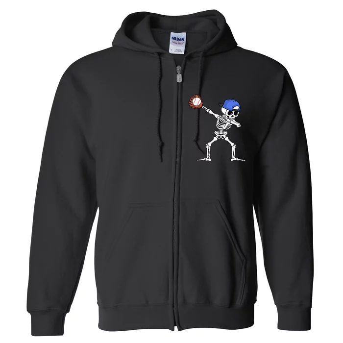 Spooky Skeleton Baseball Player Halloween Costume Full Zip Hoodie