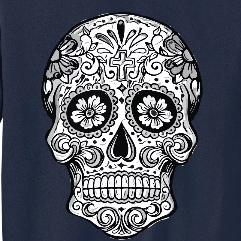 Sugar Skull Black White Image Day Dead Dios De Los Muertos Tall Sweatshirt