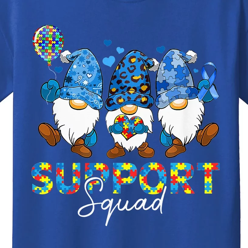 Support Squad Blue Ribbon Gnomes Autism Awareness Kids T-Shirt