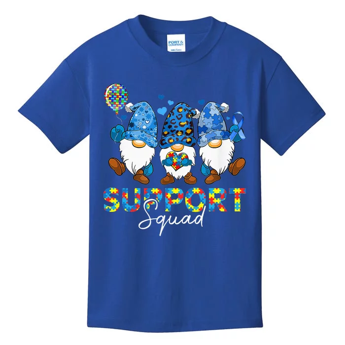 Support Squad Blue Ribbon Gnomes Autism Awareness Kids T-Shirt