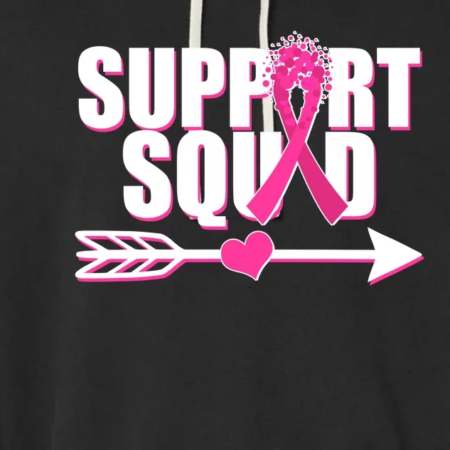 Support Squad Breast Cancer Awareness Pink Ribbon Garment-Dyed Fleece Hoodie