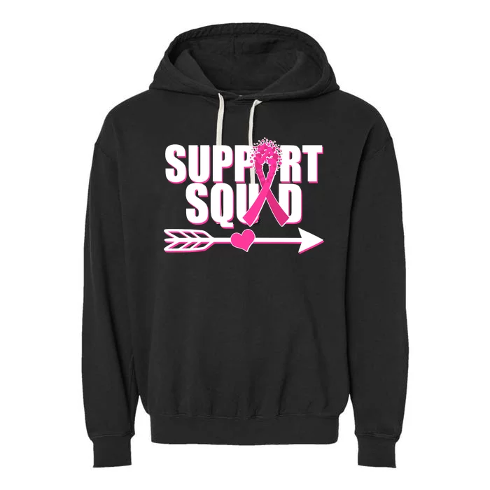 Support Squad Breast Cancer Awareness Pink Ribbon Garment-Dyed Fleece Hoodie