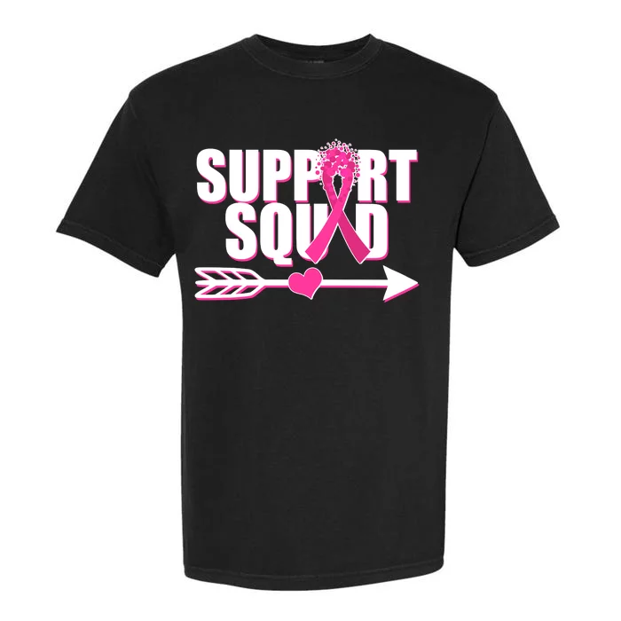 Support Squad Breast Cancer Awareness Pink Ribbon Garment-Dyed Heavyweight T-Shirt