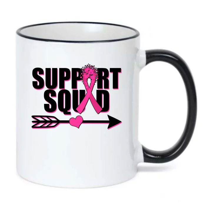 Support Squad Breast Cancer Awareness Pink Ribbon Black Color Changing Mug