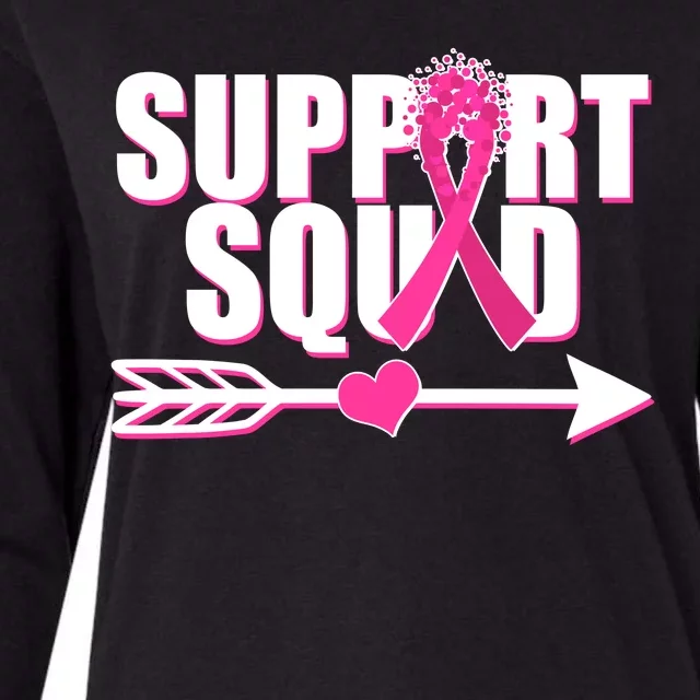 Support Squad Breast Cancer Awareness Pink Ribbon Womens Cotton Relaxed Long Sleeve T-Shirt