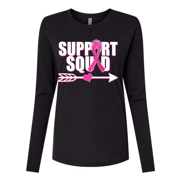 Support Squad Breast Cancer Awareness Pink Ribbon Womens Cotton Relaxed Long Sleeve T-Shirt