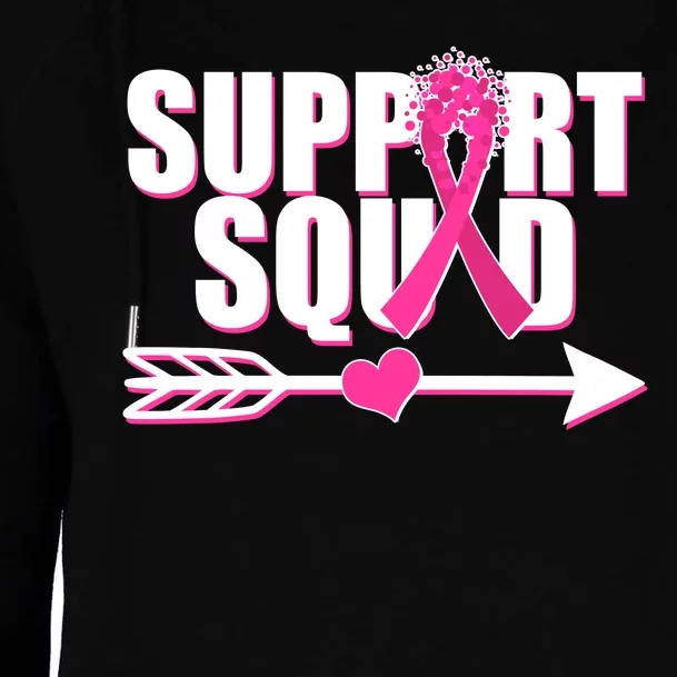 Support Squad Breast Cancer Awareness Pink Ribbon Womens Funnel Neck Pullover Hood