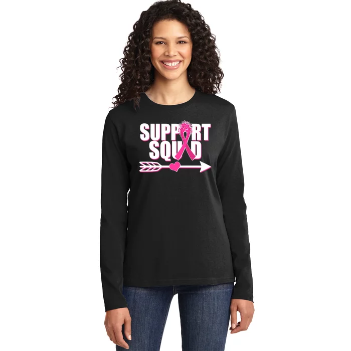 Support Squad Breast Cancer Awareness Pink Ribbon Ladies Long Sleeve Shirt