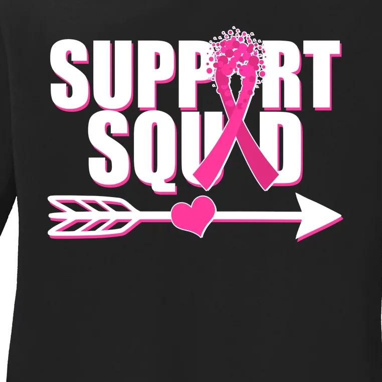 Support Squad Breast Cancer Awareness Pink Ribbon Ladies Long Sleeve Shirt