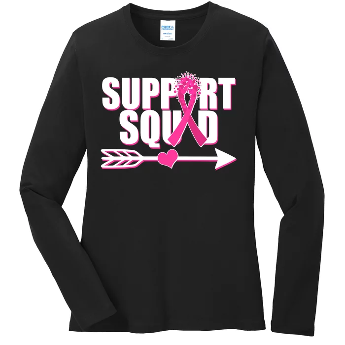 Support Squad Breast Cancer Awareness Pink Ribbon Ladies Long Sleeve Shirt