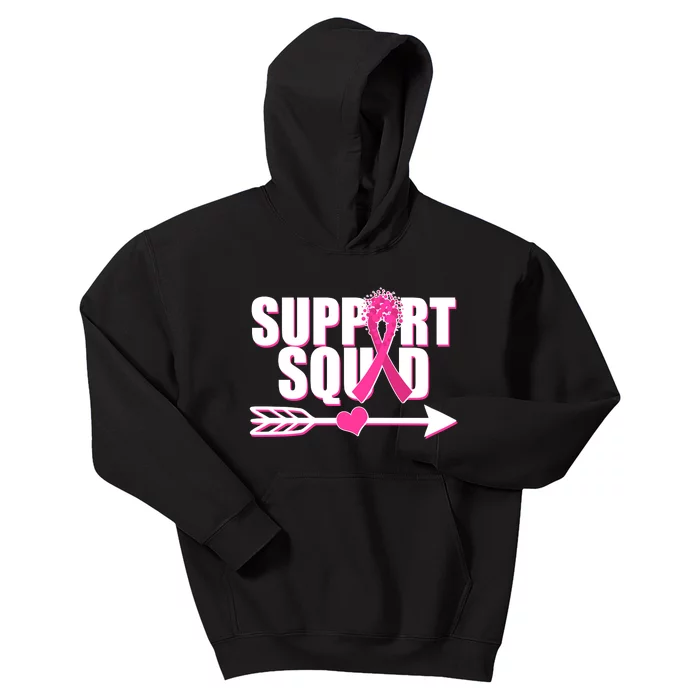 Support Squad Breast Cancer Awareness Pink Ribbon Kids Hoodie