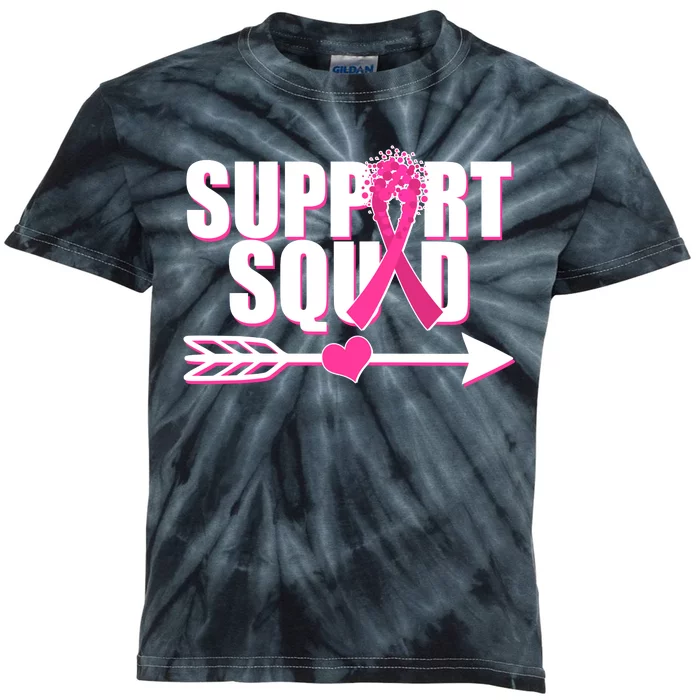 Support Squad Breast Cancer Awareness Pink Ribbon Kids Tie-Dye T-Shirt