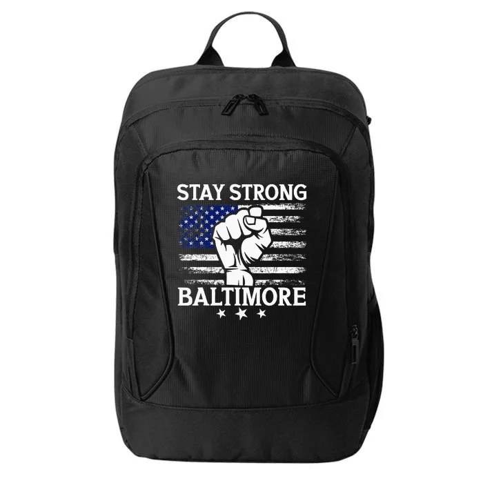 Stay Strong Baltimore White Raised Hand Fist City Backpack