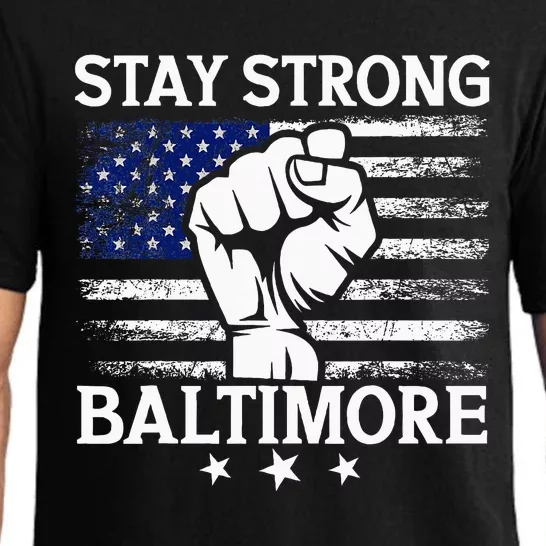 Stay Strong Baltimore White Raised Hand Fist Pajama Set