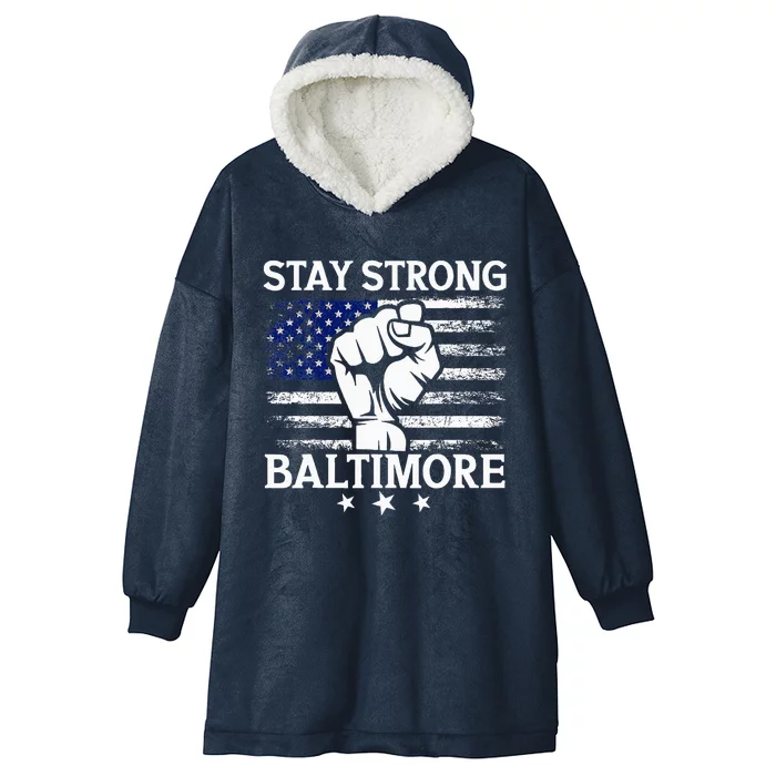 Stay Strong Baltimore White Raised Hand Fist Hooded Wearable Blanket