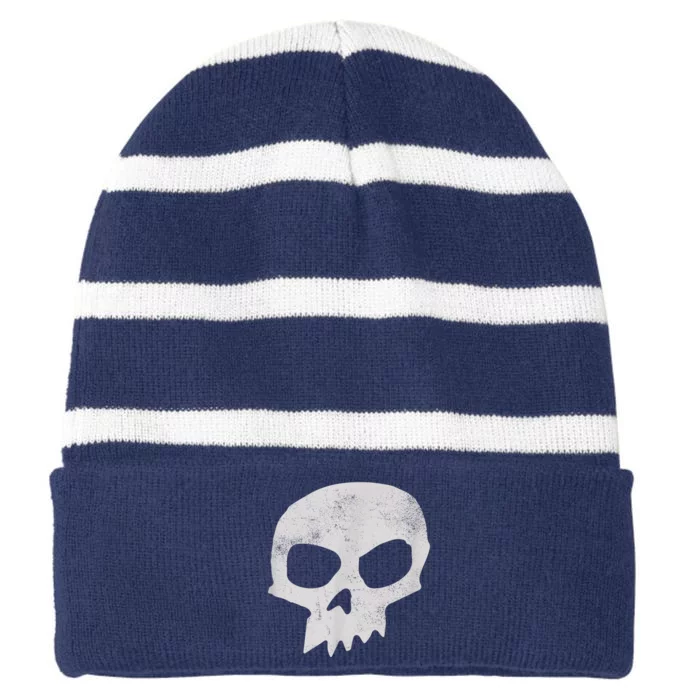 Sid Skull Black Striped Beanie with Solid Band