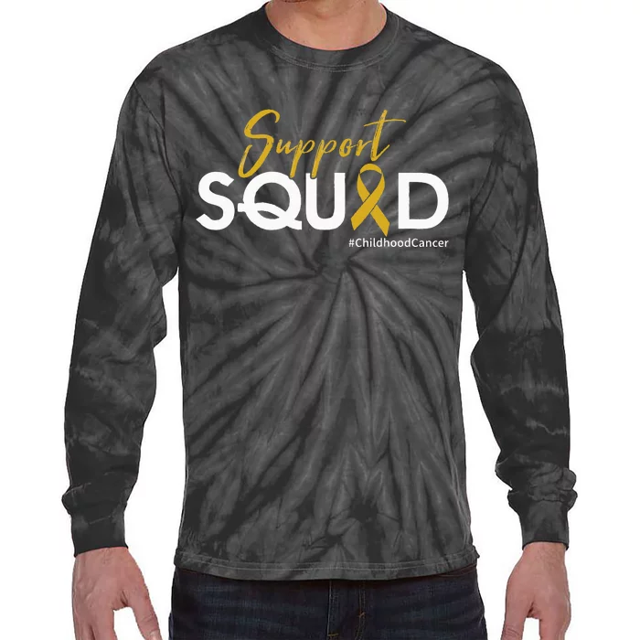 Support Squad Childhood Cancer Awareness Tie-Dye Long Sleeve Shirt