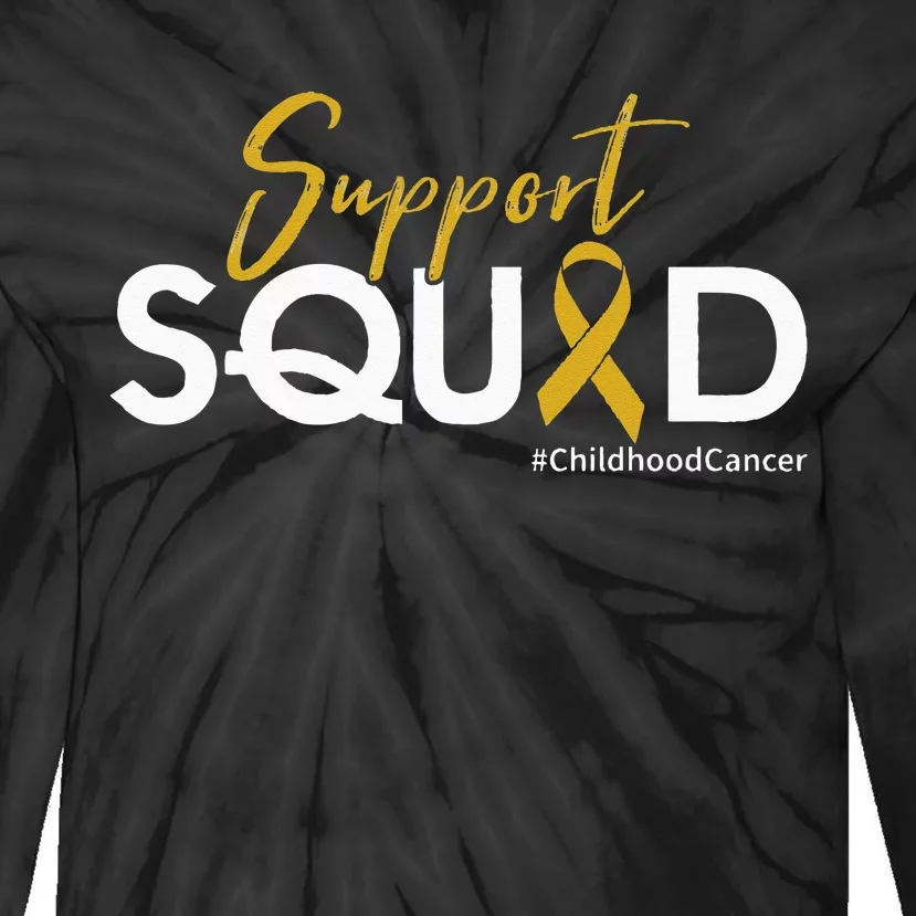 Support Squad Childhood Cancer Awareness Tie-Dye Long Sleeve Shirt