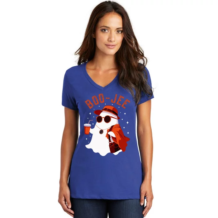 Spooky Season Cute Ghost Halloween Costume Boujee BooJee Women's V-Neck T-Shirt