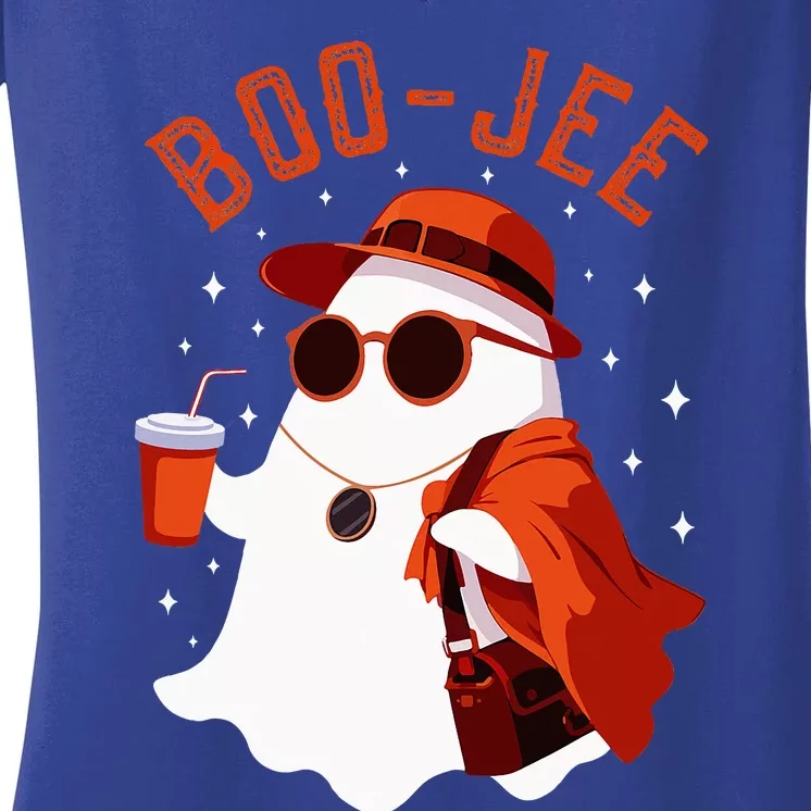 Spooky Season Cute Ghost Halloween Costume Boujee BooJee Women's V-Neck T-Shirt