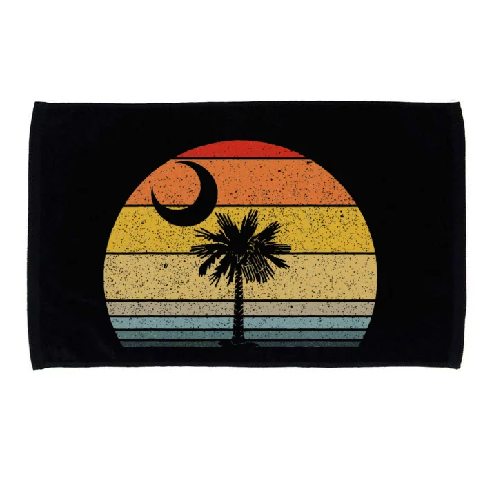 Sunset South Carolina Flag Palmetto Tree Crescent Moon Microfiber Hand Towel