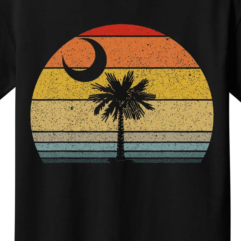 Sunset South Carolina Flag Palmetto Tree Crescent Moon Kids T-Shirt