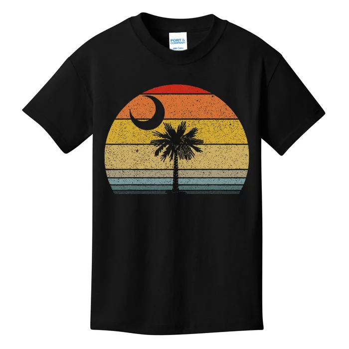 Sunset South Carolina Flag Palmetto Tree Crescent Moon Kids T-Shirt