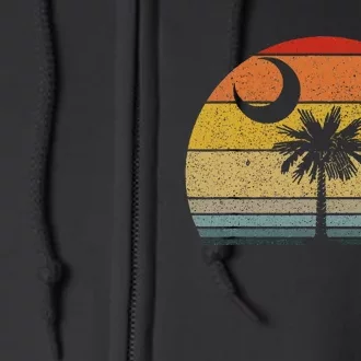 Sunset South Carolina Flag Palmetto Tree Crescent Moon Full Zip Hoodie