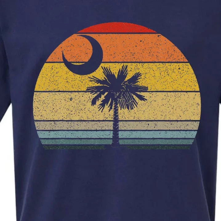 Sunset South Carolina Flag Palmetto Tree Crescent Moon Sueded Cloud Jersey T-Shirt