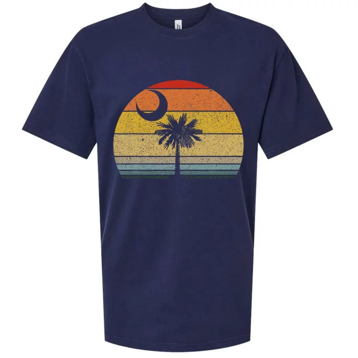 Sunset South Carolina Flag Palmetto Tree Crescent Moon Sueded Cloud Jersey T-Shirt