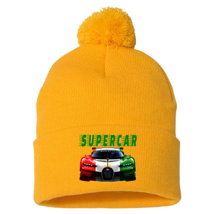 Supercar Sports Car Muscle Car And Race Car Pom Pom 12in Knit Beanie