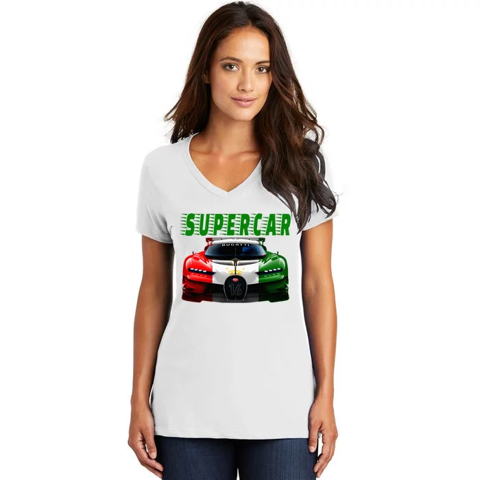 Supercar Sports Car Muscle Car And Race Car Women's V-Neck T-Shirt