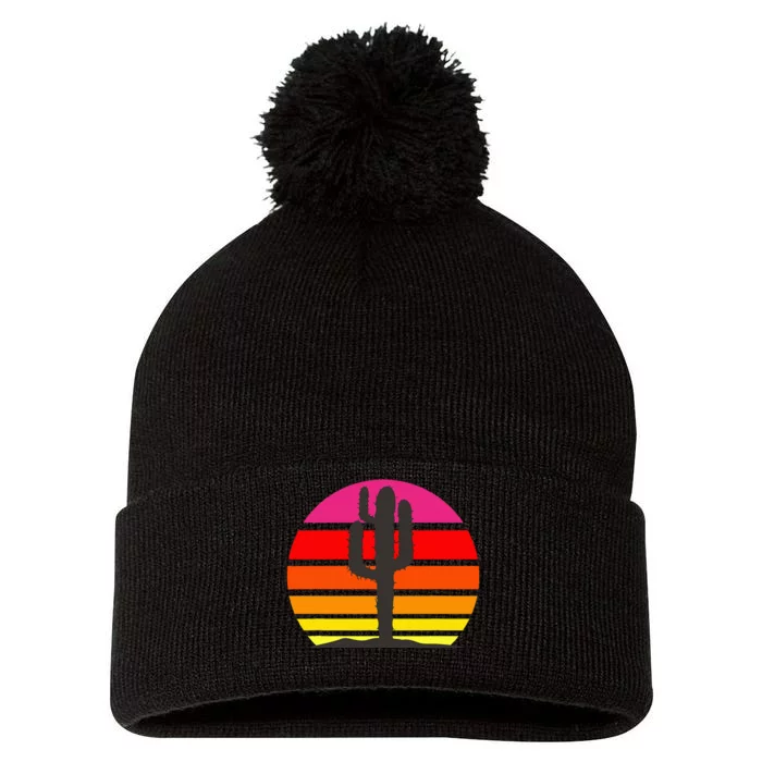 Saguaro Sunset Cactus Opuntia Cactaceae Lovers Pom Pom 12in Knit Beanie