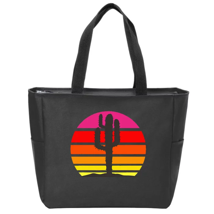 Saguaro Sunset Cactus Opuntia Cactaceae Lovers Zip Tote Bag