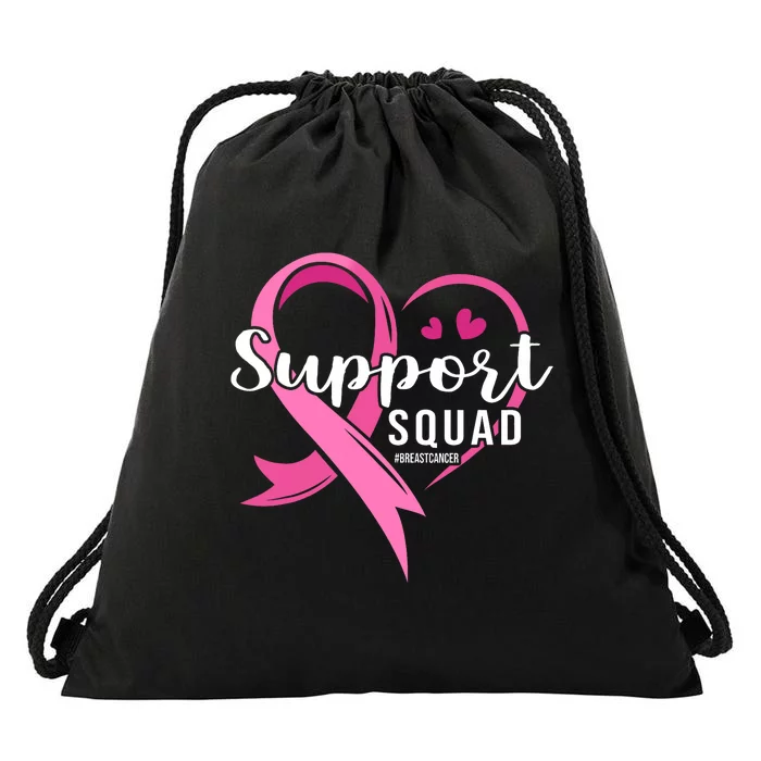 Support Squad Cute Heart Breast Cancer Awareness Drawstring Bag