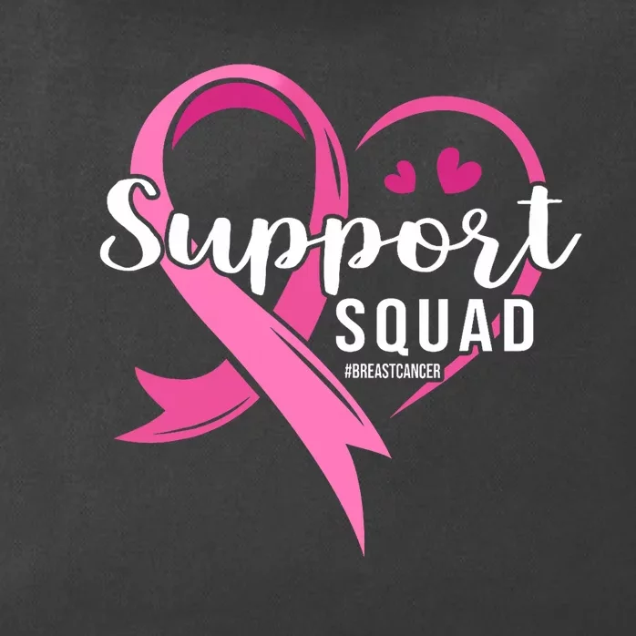 Support Squad Cute Heart Breast Cancer Awareness Zip Tote Bag