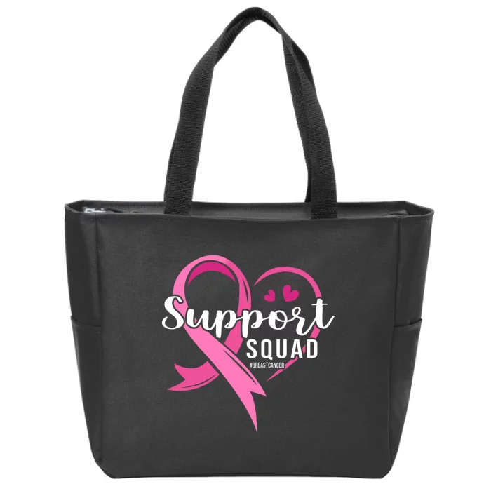 Support Squad Cute Heart Breast Cancer Awareness Zip Tote Bag