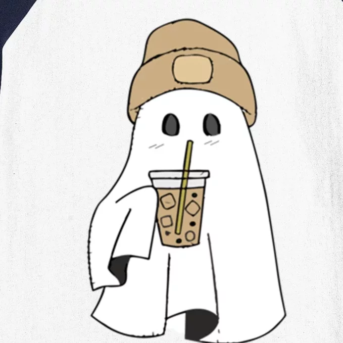 Spooky Season Cute Retro Ghost Ice Coffee Halloween Costume Cool Gift Baseball Sleeve Shirt