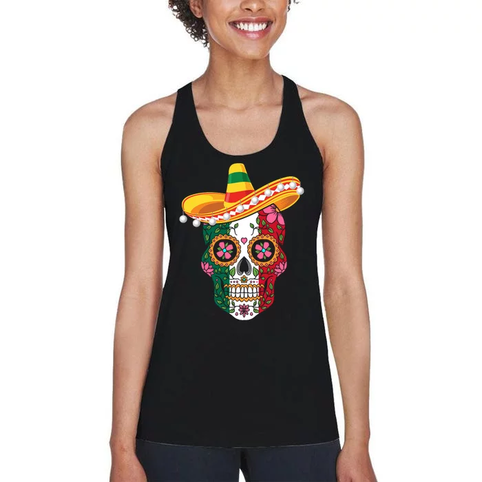 Sugar Skull Cinco De Mayo Celebration Art Women's Racerback Tank