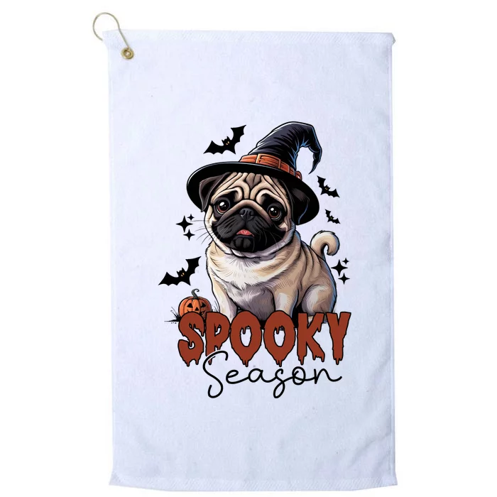 Spooky Season Cute Pug Halloween Graphic Platinum Collection Golf Towel