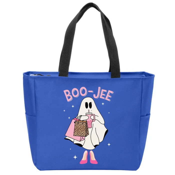 Spooky Season Cute Ghost Funny Halloween Bou Jee Boojee Zip Tote Bag