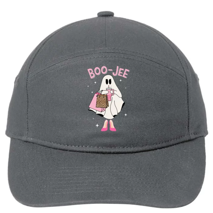 Spooky Season Cute Ghost Funny Halloween Bou Jee Boojee 7-Panel Snapback Hat