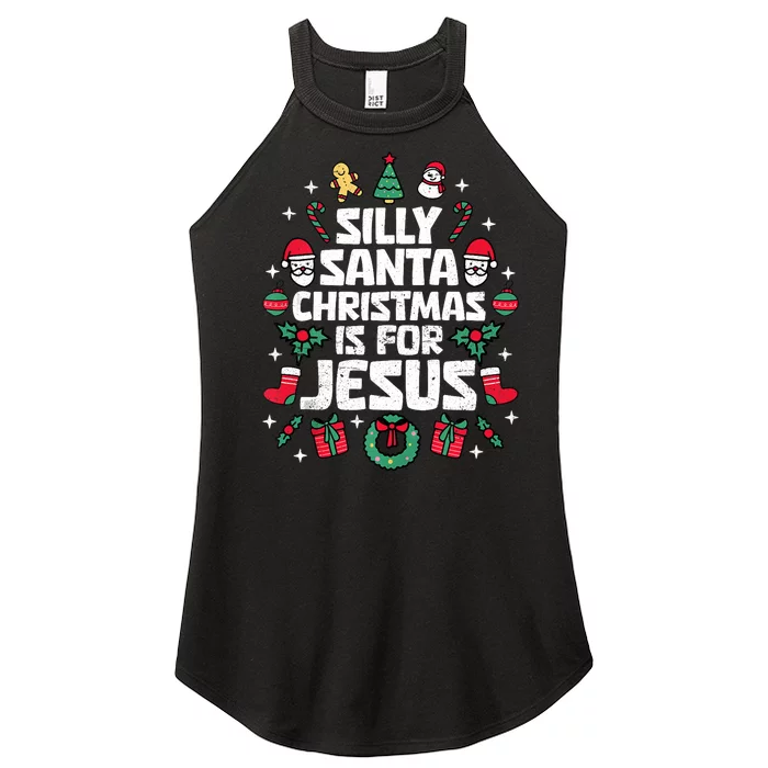 Silly Santa Christmas Is For Jesus Christian Religious Women’s Perfect Tri Rocker Tank