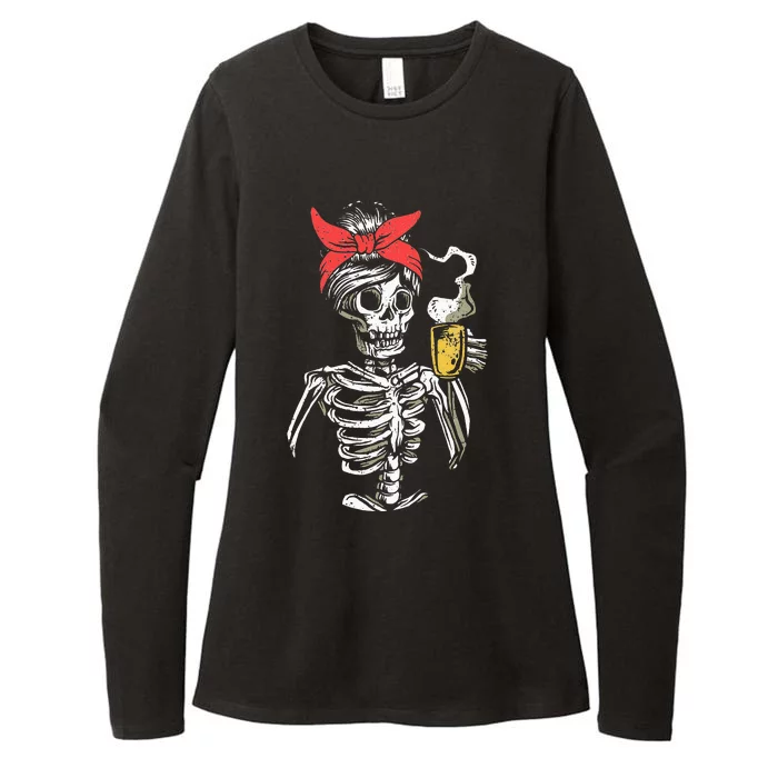 Spooky Skeleton Costume for Coffee Lovers - Perfect for Halloween Womens CVC Long Sleeve Shirt