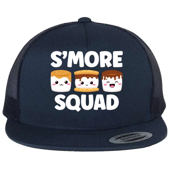 Smore Squad Camping Campfire Chocolate Marshmallow SMores Flat Bill Trucker Hat