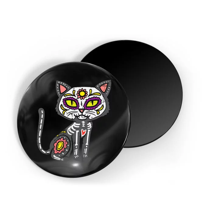 Sugar Skull Cat Dia De Muertos Day Of Dead Halloween Mexican Magnet