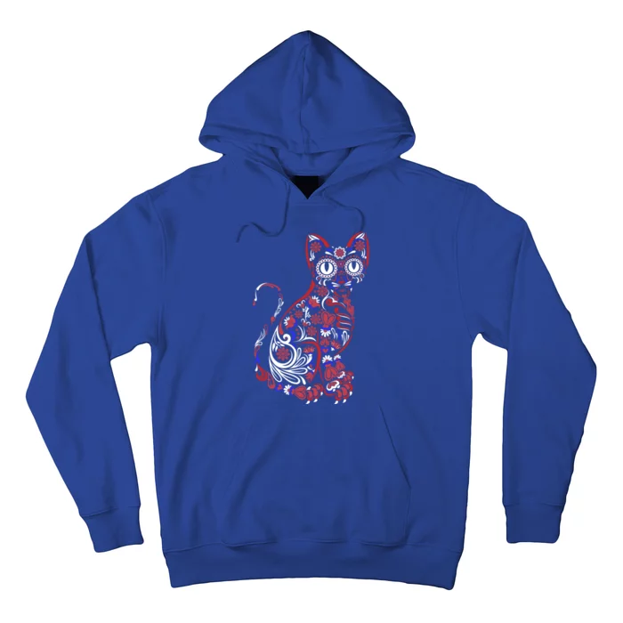 Sugar Skull Cat 4th Of July Kitten Kitty Patriotic Pet Lover Cool Gift Hoodie