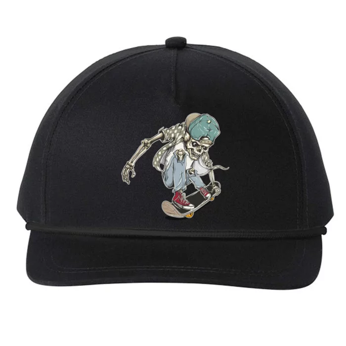 Skater Skeleton Cartoon Snapback Five-Panel Rope Hat