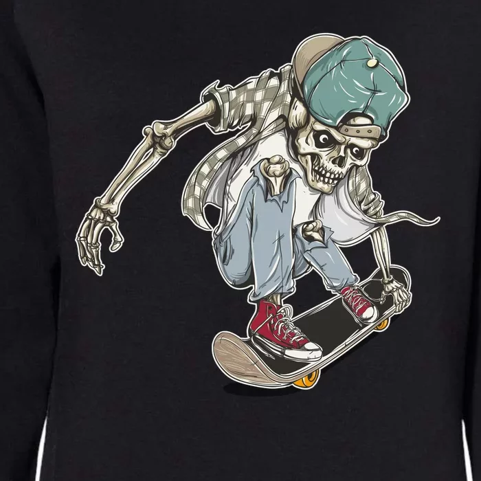 Skater Skeleton Cartoon Womens California Wash Sweatshirt