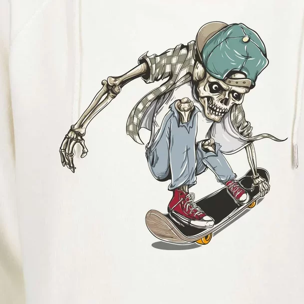 Skater Skeleton Cartoon Womens Funnel Neck Pullover Hood